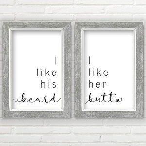 2 Unframed Butt Beard Wall Sign 16x20 Wall Art